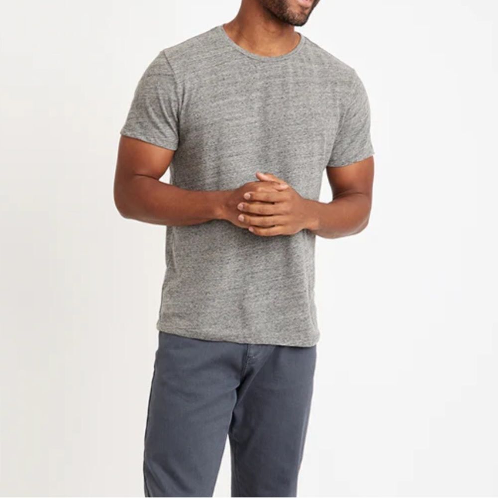 Marine Layer Signature Crew Tee Mid‎ Heather Grey L NWT in packaging